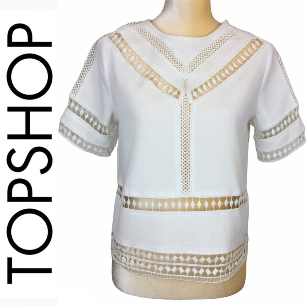 Topshop Embroidered Cut Out Blouse Top